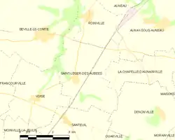 Carte de la commune de Saint-Léger-des-Aubées.