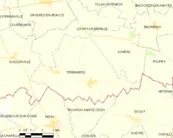 Carte de la commune de Terminiers.