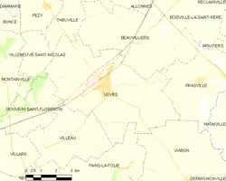 Carte de la commune de Voves.