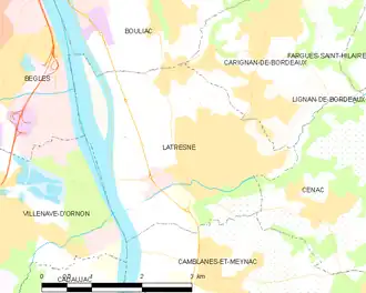 Limites administratives de la commune de Latresne avec l'île d'Arcins