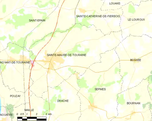Carte représentant le territoire de communes limitrophes