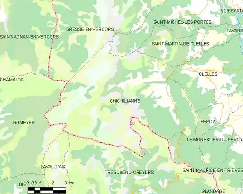 Carte des communes limitrophes
