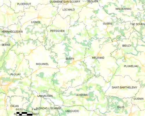 Carte représentant les limites territoriales de plusieurs communes.