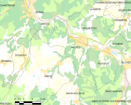 Situation géographique d'Arches.