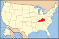 Carte montrant l'État du Kentucky