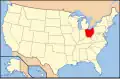 Carte montrant l'État d l'Ohio