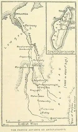 Carte de l'avancement des troupes françaises