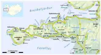 Carte de la Snæfellsnes.