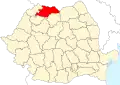 Map of Romania highlighting Maramureș County