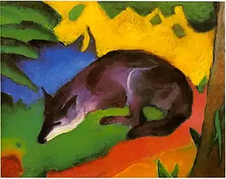 Blauschwarzer Fuchs (Le Renard bleu-noir), 1911, huile sur toile (63,5&nbsp;×&nbsp;50&nbsp;cm), Von der Heydt Museum (Wuppertal).