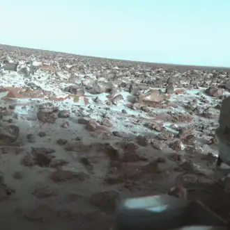 Preuve de présence de glace sur Utopia Planitia; photo prise par le module de surface de Viking 2.