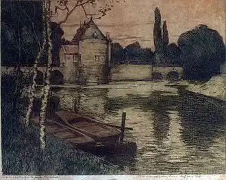 La Porte Maréchale à Bruges, aquatinte.