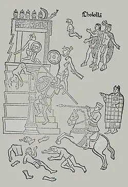 Massacre de Cholula dans le Lienzo de Tlaxcala.