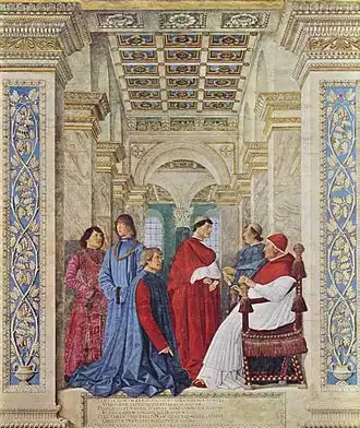 Le Pape Sixte IV nommant l'humaniste Platina conservateur de la Bibliothèque du Vatican (v.&nbsp;1480).