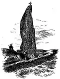 Le menhir de Pontusval (dessin de Valérie Vattier d'Ambroyse, vers 1891).