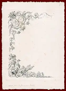 Menu en taille-douce destiné à la famille de Chastel, vers 1920.