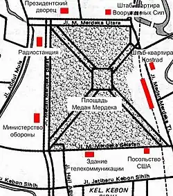 Plan de la place Merdeka en 1965.