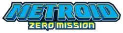 Metroid est inscrit en bleu, en dessous Zero Mission est inscrit en jaune et en plus petit.