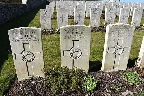 Tombes de soldats britanniques tombés en septembre 1918.