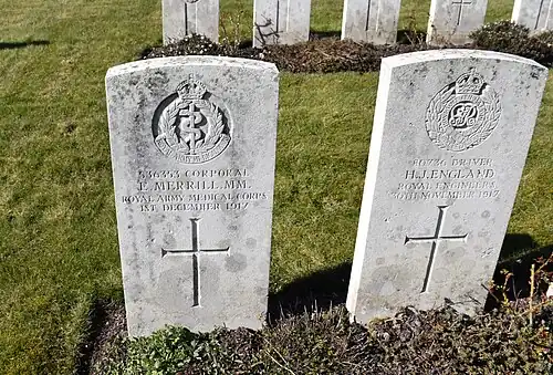 Tombes de soldats britanniques tombés en décembre 1917