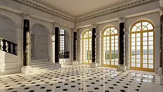 Restitution 3D du Vestibule du château vieux de Meudon (3D d'Hervé Grégoire et Franck Devedjian 2021).