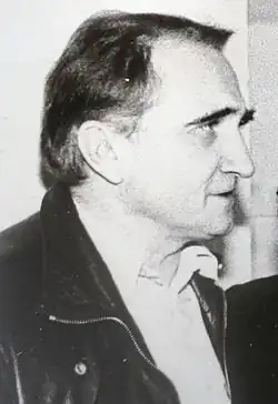 Portrait de profil en noir et blanc de Michel Magne en 1980.