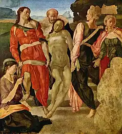 Mise au tombeau, 1500-1501, huile sur bois, 161&nbsp;×&nbsp;149&nbsp;cm, Londres, National Gallery.