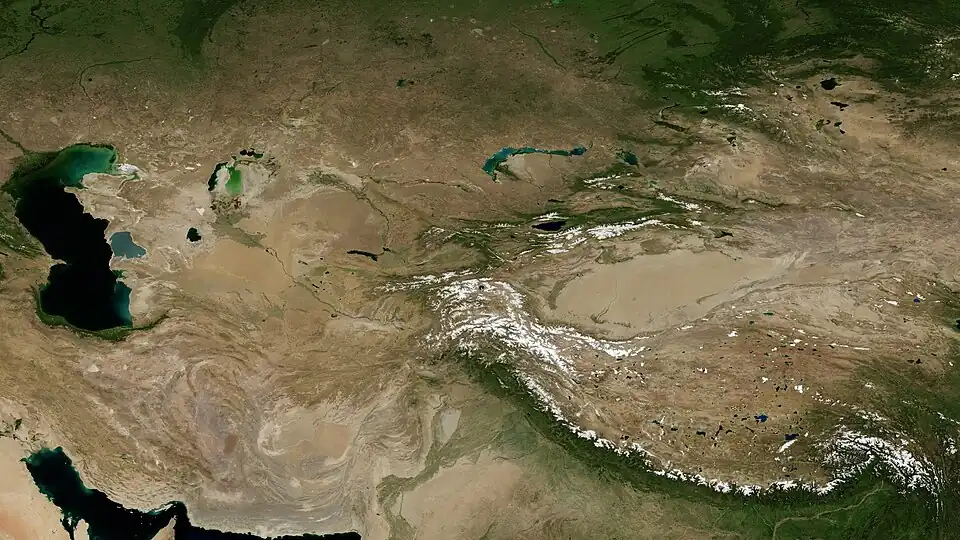 Vue satellite de l'Asie centrale.