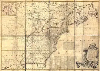 La Mitchell Map&nbsp;(en), gravée par Kitchin en 1755.