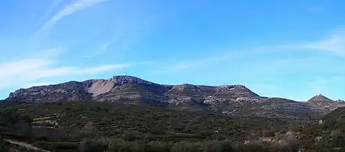 Zone dégradée avec un glissement de terrain sur la face de la Mola Gran.