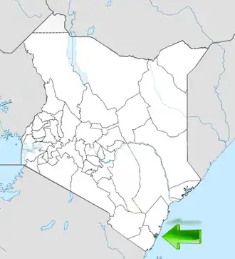 Localisation du comté de Mombasa sur la carte du Kenya
