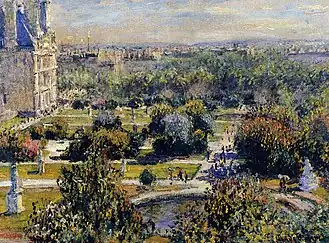 Claude Monet, Vue du jardin des Tuileries, 1876, peint depuis l'appartement de Victor Chocquet, rue de Rivoli, musée Marmottan Monet.