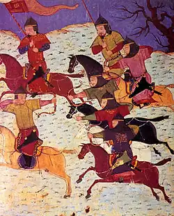 Pendant la conquête mongole, les cavaliers mongols utilisaient un arc plus petit adapté au tir à l'arc.