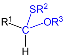 Formule générale d'un thioacétal.