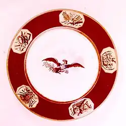 Assiette en porcelaine, service de table du président Monroe (1817).