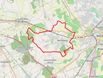 Carte avec les communes environnantes.