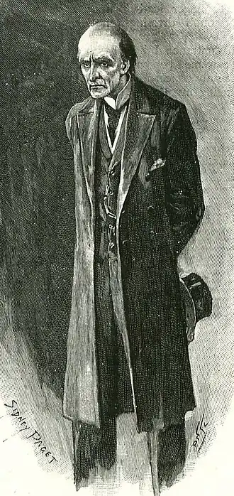 Le professeur Moriarty. Illustration de Sidney Paget pour Le Dernier Problème d'Arthur Conan Doyle, nouvelle publiée dans The Strand Magazine en décembre 1893.