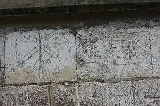 Graffiti représentant un moulin à vent du Vimeu (XVIe – XVIIIe&nbsp;siècles), église Marie-Madeleine