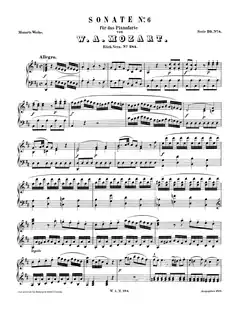 Image illustrative de l’article Sonate pour piano no 6 de Mozart