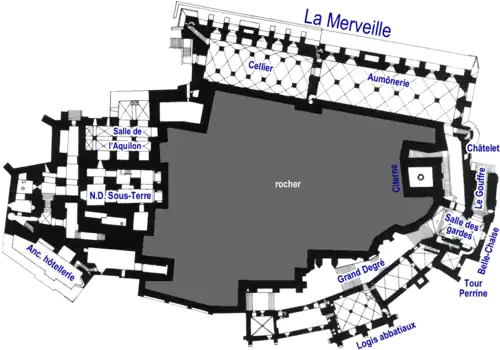 Plan du niveau 1 (salle de l'Aquilon).