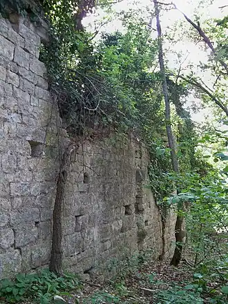 L'un des murs de la nef des Aumades