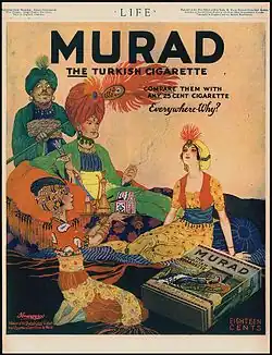 Publicité pour les cigarettes Murad&nbsp;(en) par Rea Irvin, 1918