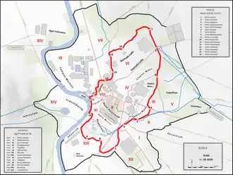 Carte de la Rome antique montrant la localisation de Muraille Servienne.