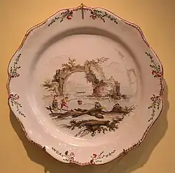 Assiette, décor à paysages,