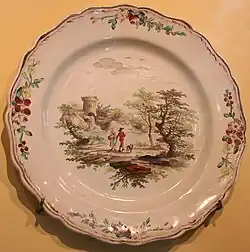 Assiette, décor à paysage