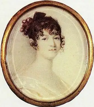 Nadejda Ossipovna Pouchkina (née Hannibal) (la belle créole), mère du poète (aquarelle de Xavier de Maistre)