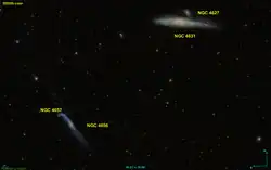 NGC 4631 et NGC 4656 forment un couple de galaxies en interaction gravitationnelle.
