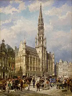 La Grand-Place de Bruxelles, peinture de Cornelis Christiaan Dommersen, 1887.