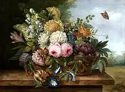 Nature morte aux fleurs et papillon
