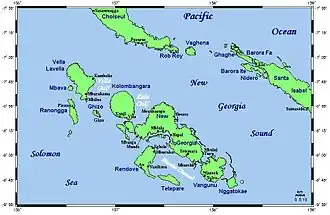 Localisation de Rendova dans l'archipel de la Nouvelle-Géorgie.